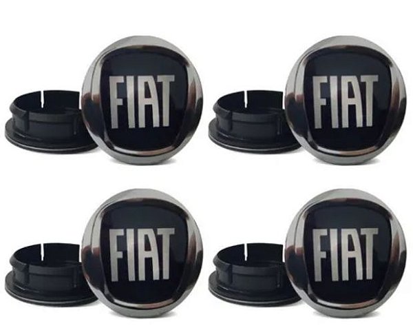 KIT 4PCS SUB CALOTA 49.6MM FIAT BLACK MOTION ORIGINAL