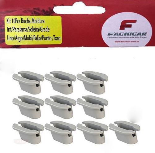 Kit 10Pcs Bucha Moldura Int/Paralama/Soleira/Grade Uno/Argo/Mobi/Palio/Punto /Toro