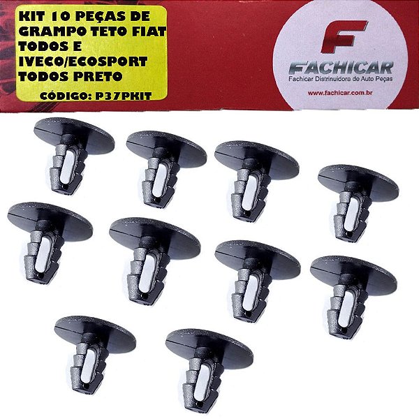 KIT 10 PEÇAS DE GRAMPO TETO FIAT TODOS E IVECO/ECOSPORT TODOS PRETO