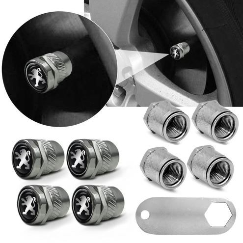 KIT TAMPA VALVULA PNEU G2 COM LOGO PEUGEOT CORE METAL