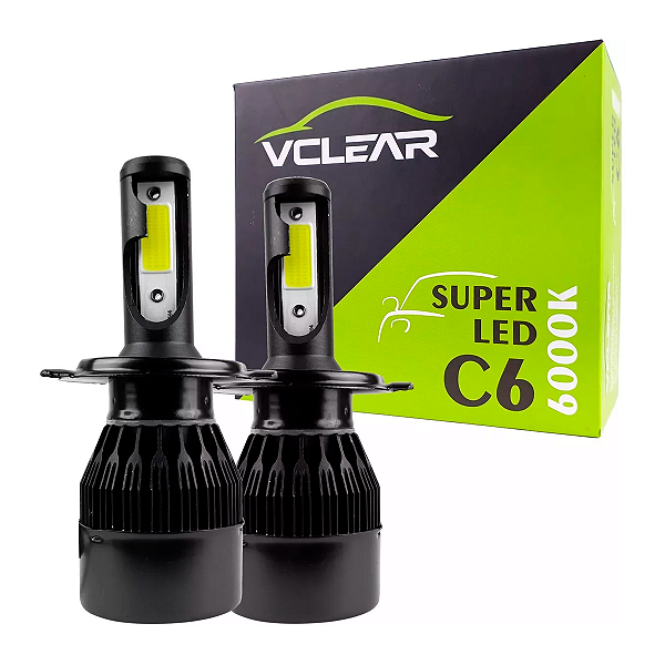 KIT LAMPADA SUPER LED H4 6000K C6 7600 LUMENS