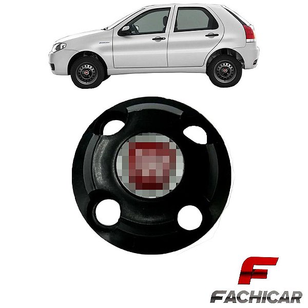 CALOTA CENTRO RODA FERRO UNIVERSAL FIAT PRETO COM EMBLEMA VERMELHO