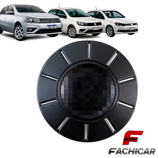 CALOTA CENTRO RODA VW EUROVAN GOL G6/G7/ UP/ NOVO VOYAGE PRETO FOSCO COM LOGO INJETADO