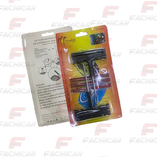 KIT REPARO PNEUS SEM CAMERA 5 PECAS MONALIXA
