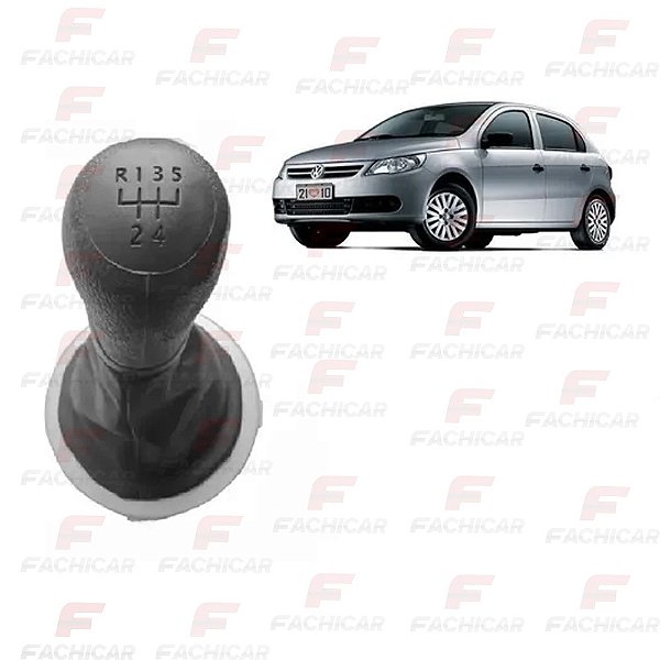 COIFA DA ALAVANCA DO CAMBIO+BOLA PRETA BAIXO RELEVO/ARO CROMADO ACETINADO DO GOL G5