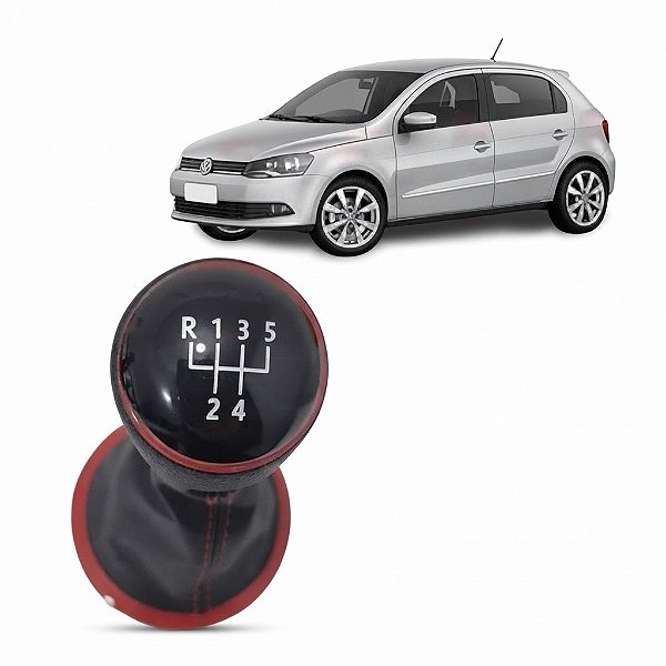 COIFA DA ALAVANCA DO CAMBIO+BOLA LENTE PRETA/ARO VERMELHO DO GOL G5/G6
