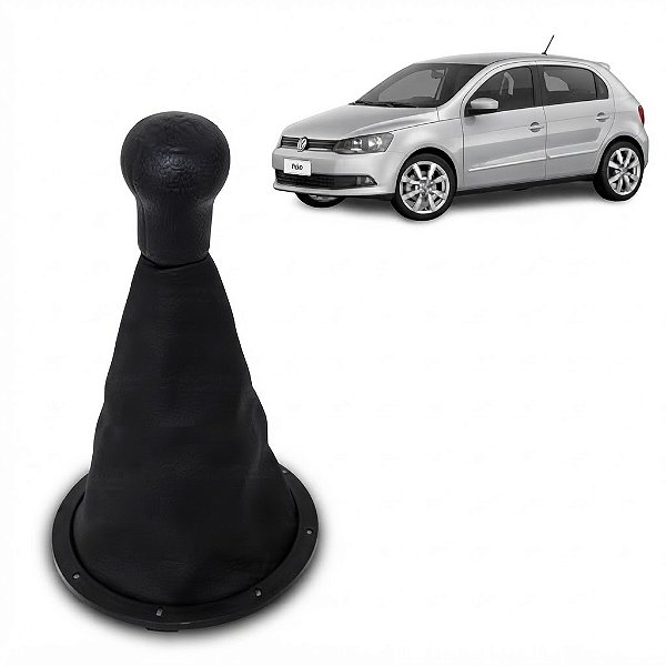 COIFA DA ALAVANCA DO CAMBIO+BOLA PRETO BAIXO RELEVO/ARO PRETO BRILHANTE DO GOL G5/G6