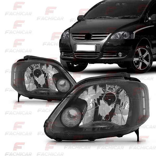 FAROL DO FOX 2003 A 2009 SIMPLES MASCARA PRETA
