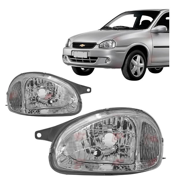 FAROL DO CORSA/WAGON/PICK-UP 2000 A 2002 CARCACA PRETA/CROMADO