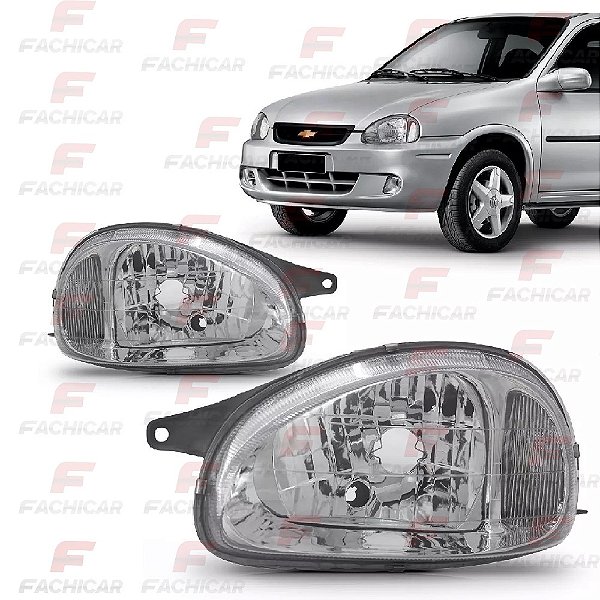 FAROL DO CORSA/WAGON/PICK-UP 2000 A 2002 CARCACA PRETA/CROMADO