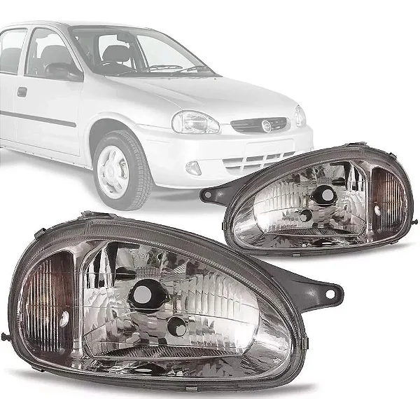 FAROL CORSA/WAGON/PICK-UP 2000 A 2002 CARCACA PRETA/CROMADO