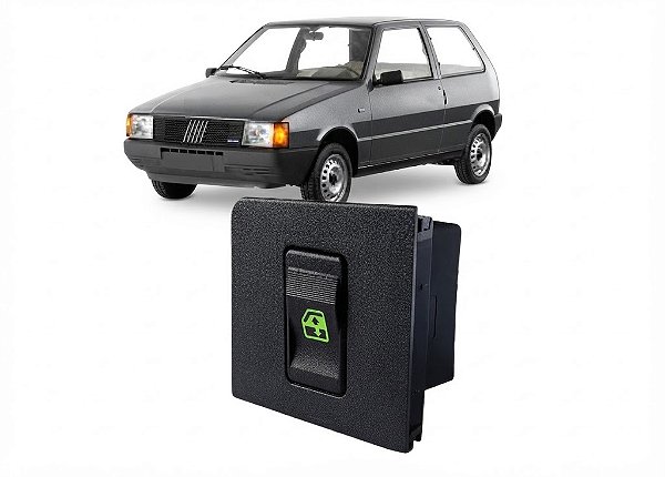 BOTÃO DO VIDRO DO UNO 1985 A 2004 SIMPLES VERDE DIREITO COM MOLDURA