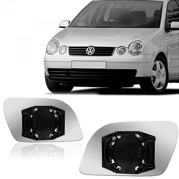 LENTE ESPELHO RETROVISOR POLO 2003 A 2006 COM BASE BLAWER