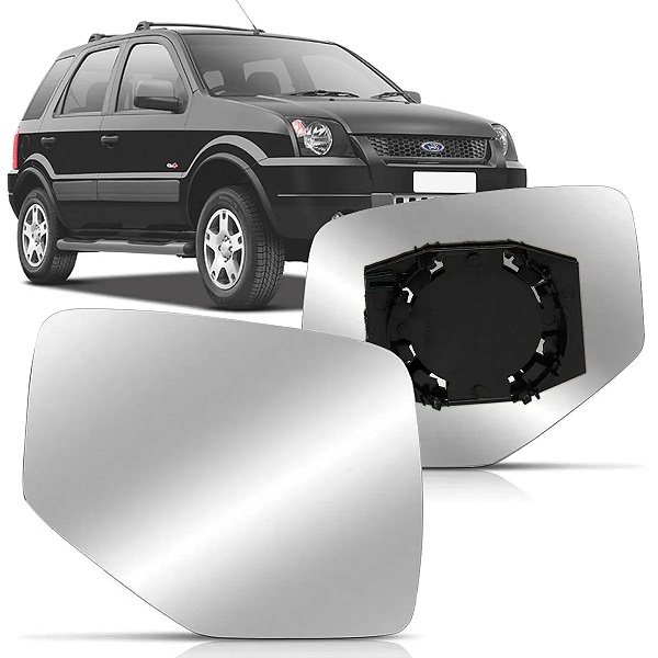 LENTE ESPELHO RETROVISOR ECOSPORT 2003 A 2012 COM BASE BLAWER