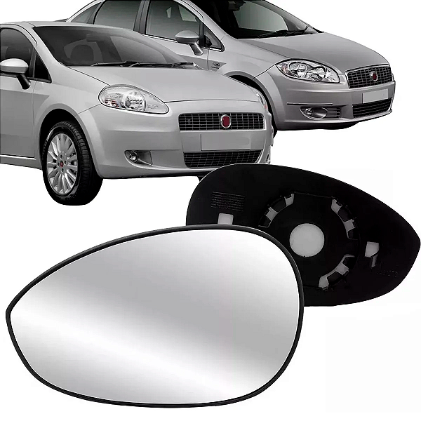 LENTE ESPELHO RETROVISOR PUNTO LINEA 2007 A 2016 COM BASE BLAWER