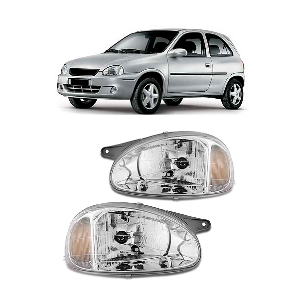 FAROL CORSA 2000 A 2010 CARCAÇA CINZA CROMADO