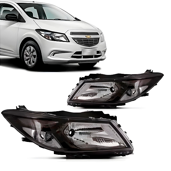 FAROL ONIX PRISMA 2012 A 2016 JOY 2017 A 2020 MASCARA NEGRA