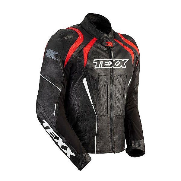 JAQUETA TEXX SNIPER V2 PRETO/VERMELHO COURO