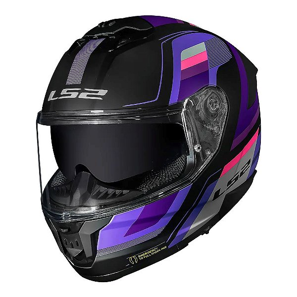 CAPACETE FF808 STREAM II VINTAGE PRETO/ROXO LS2