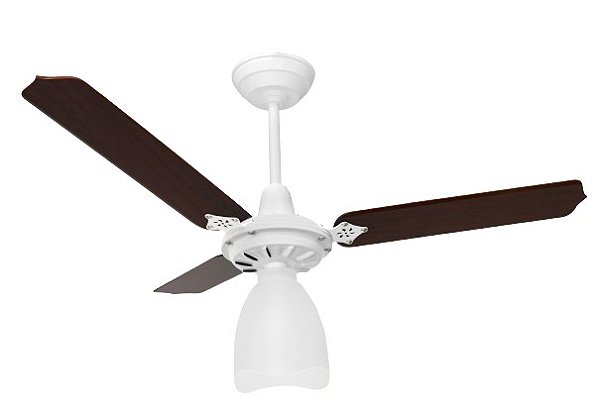 Ventilador de Teto Loren-Sid Diplo M3 Lumi Branco 3V 127v com Pás de Madeira MDF cor Mogno Ref-2464