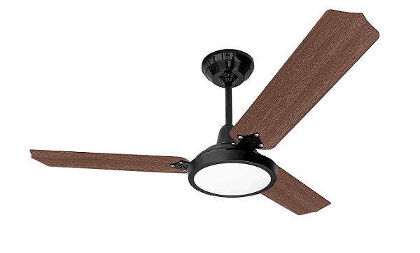 Ventilador de Teto Loren-Sid Diplo M3 Lumi LED Preto 3V 220V com Pás de Madeira Mogno Ref-10265