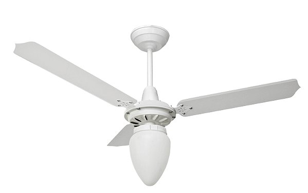 Ventilador de Teto Loren-Sid Diplo M2 Pera Branco 3V 127V com Pás de Madeira MDF Branca Ref-2781