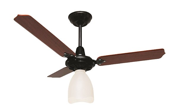 Ventilador de Teto Loren-Sid Diplo M3 Lumi Preto 3V 127V com Pás de Madeira Mogno Ref-1767