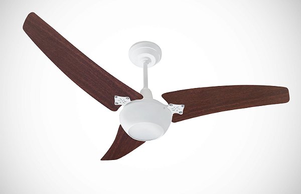 Ventilador de Teto Loren-Sid Diplo M3 Jade Led Branco 220v com Pás Tabaco de Madeira Ref-6206