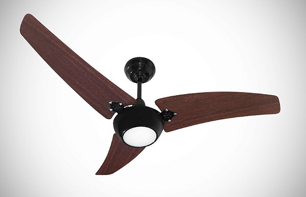 Ventilador de Teto Loren-Sid Diplo M3 Jade Led Preto 220v com Pás Tabaco de Madeira Ref-6250