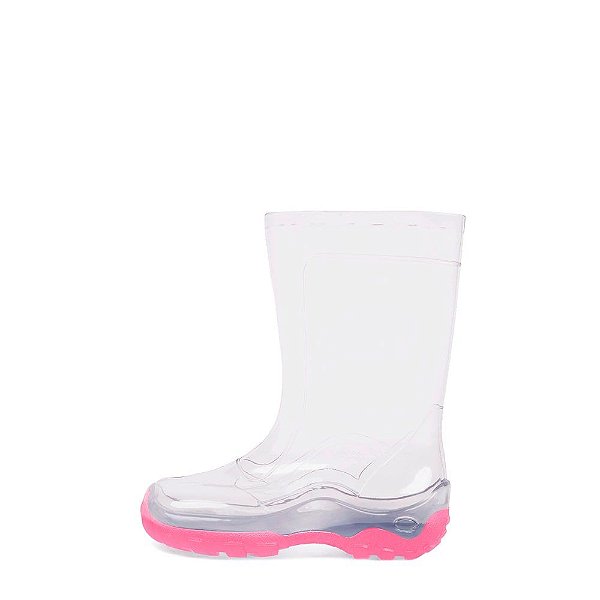 Galocha Infantil Transparente Nieve Cristal/Rosa INF011