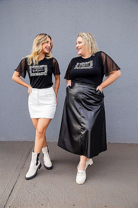 T-SHIRT MANGA GODÊ "COURAGE" P AO G5 - PRETA