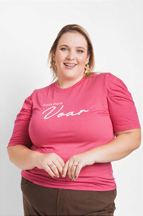 T-SHIRT MANGA PRINCESA "FEITA PARA VOAR" P AO G5 - PINK