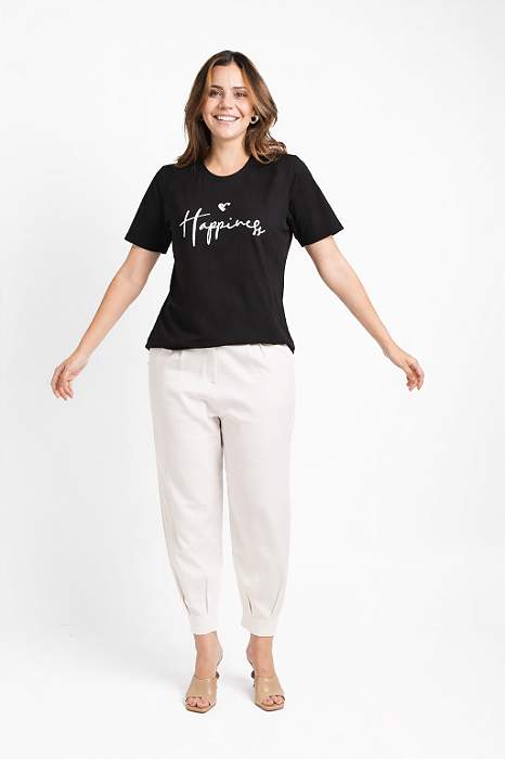 T-SHIRT "HAPPINESS" P AO G5 - PRETA