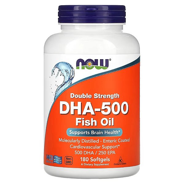Now dha 500 fish oil 500 dha / 250 epa 180 softgels