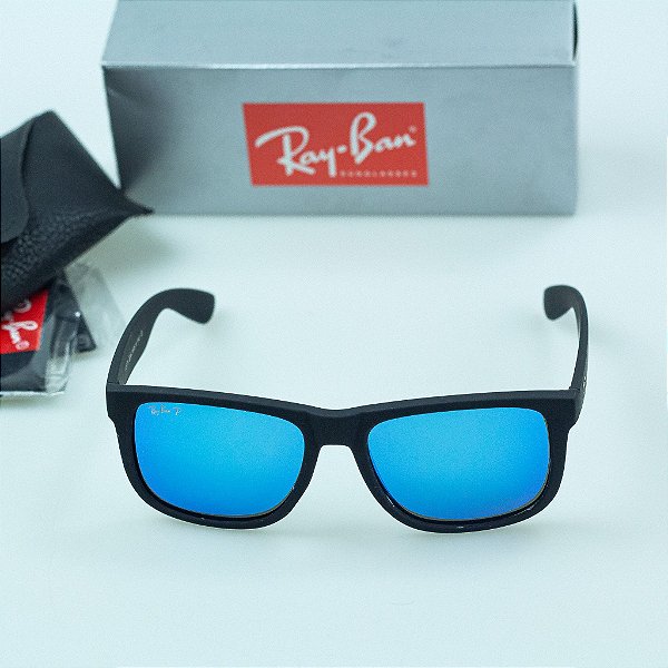 Óculos de Sol Rayban Justin RB4165 - Azul Espelhado - DaRô Acessórios