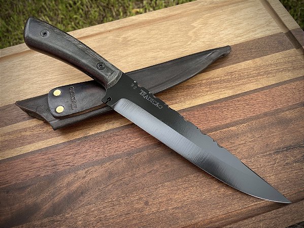Faca de Campo e Churrasco Modelo Graxaim Capa Preta 8 Pol