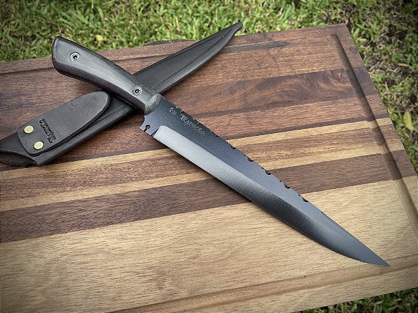 Faca de Campo e Churrasco Modelo Graxaim Capa Preta 10 Pol