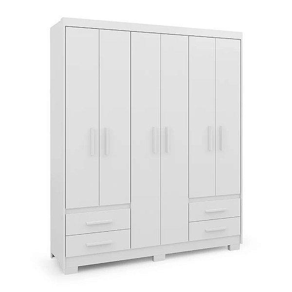 Guarda Roupa Roupeiro Casal com 6 Portas 4 Gavetas Armário Para Quarto Pry