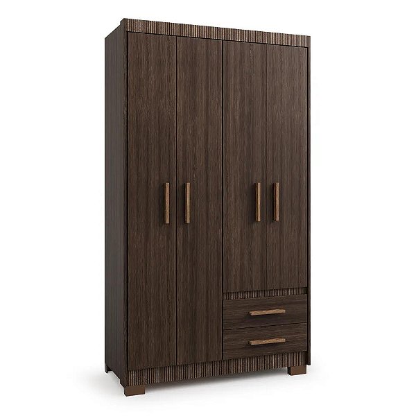 Guarda Roupa Roupeiro De Solteiro Espaçoso com 4 Portas 2 Gavetas Pry