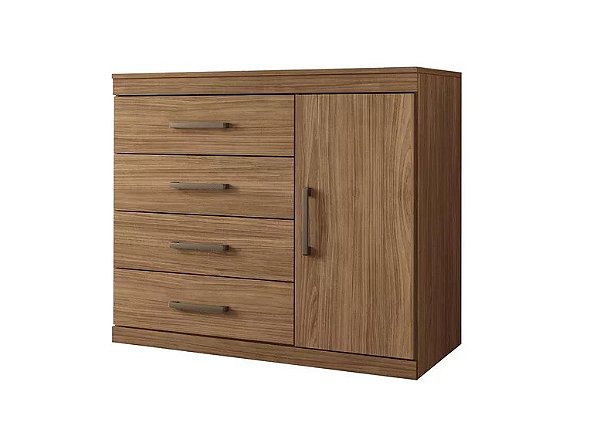 Cômoda Juvenil Espaçosa Para Quarto Moderna Com 4 Gavetas 1 Portas Plus