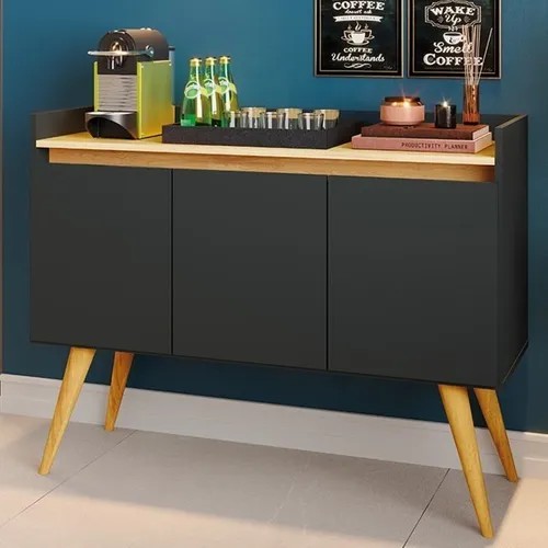 Aparador Buffet Retro Com 3 Portas Para Sala De Estar Luxo Gd