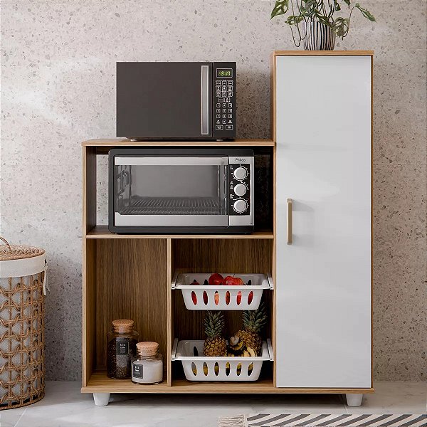 Fruteira Multiuso Para Cozinha Espaçosa com 1 Porta Balcão Para Micro-ondas E Forno An