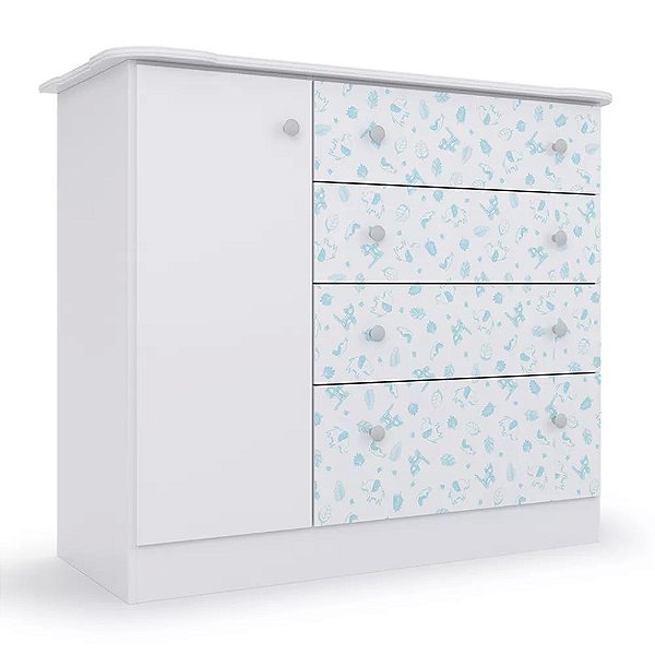 Cômoda Infantil Espaçosa Com 04 Gavetas E 01 Porta Para Quarto Baby Luxo Icp