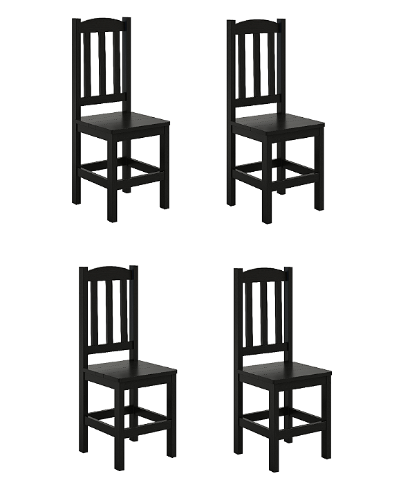 Kit 4 Cadeiras de Madeira Maciça Pinus Reforçada Para Mesa De Jantar Dm