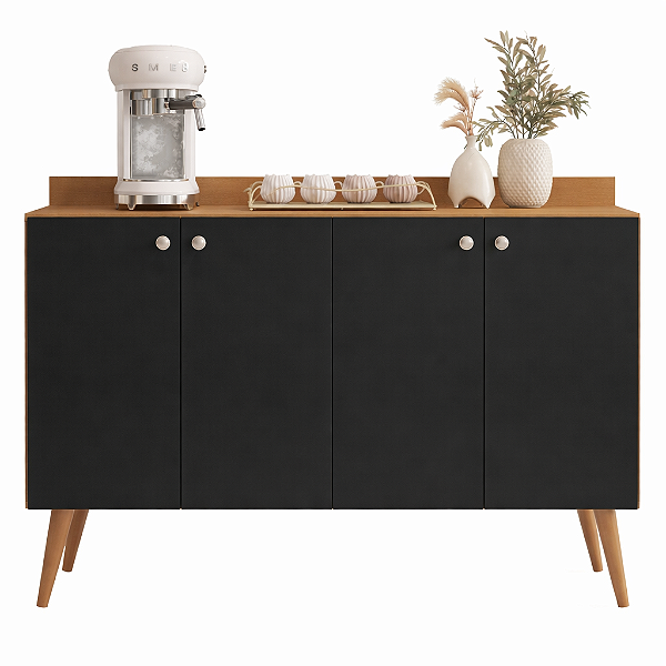 Aparador Buffet Com 4 Portas Retrô com Pés Palito