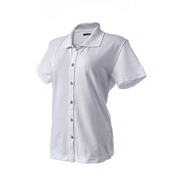 Camisa Polo Feminina Branca com Botões - Camisas, Blusas e Polos com Botão  | The Button
