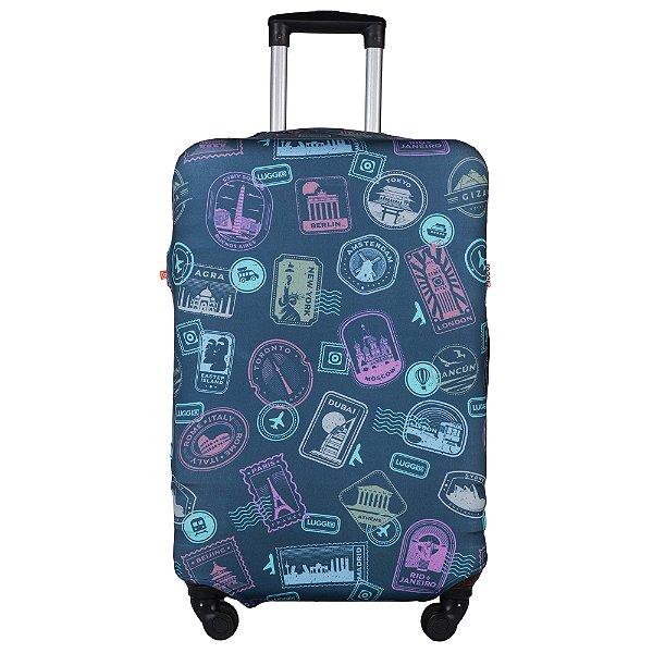 Capa para Mala Luggio Basic Estampa Passaporte Color