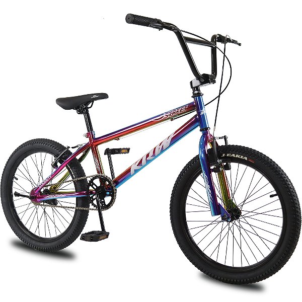 Bicicleta Aro 20 KRW BMX Cross V-Brake Sem Marchas Rainbow