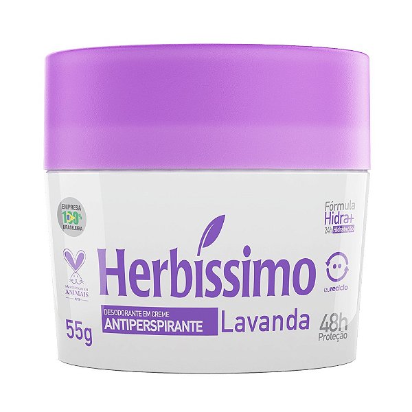 Desodorante Vegano Creme Antitranspirante Herbissimo Lavanda 55g