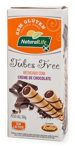 Tubes Free Canudinho Recheado com Creme de Chocolate Sem Gluten 50g